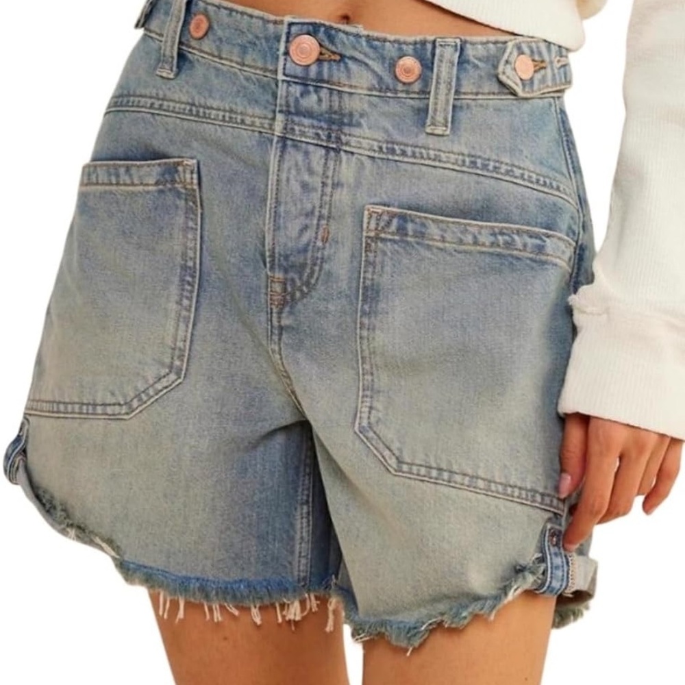 Free People Light Blue Denim Jean Shorts